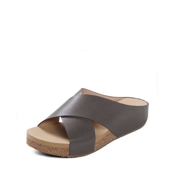 Platform Criss-Cross Flat Sandals - BROWN PU -  0